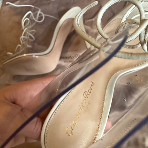 GIANVITO ROSSI HELMUT PVC WHITE LEATHER LACE UP ANKLE BOOTIES 35.5 - Picture 9 of 12